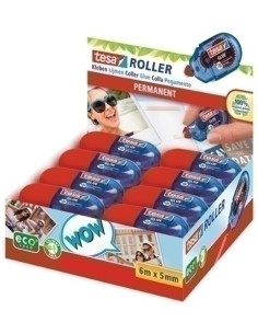 ROLLER ADHESIVO TESA MINI ECOLOGO PERMANENTE 5 mm x 6 m  EXPOSITOR de 16