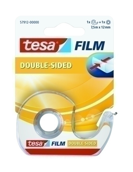 CINTA ADHESIVA DOBLE CARA TESA  rollo  75x12 TRANSPcon MINI PORTARROLLOS