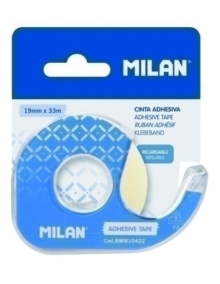 CINTA ADHESIVA MILAN rollo 33x19 con DISPENSADOR