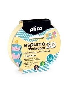 CINTA ADHESIVA DOBLE CARA PLICO rollo 2x15 ESPUMA EFECTO 3D