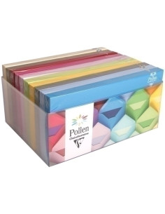 SOBRE CLAIREFONTAINE 110x220 120g EXPOSITOR DE 200 20x TURQUESA 20x AZUL LAVANDA 20x GRIS ACERO 20x AMARILLO 20x VERDE FLORAL 20