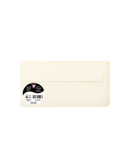 SOBRE CLAIREFONTAINE POLLEN 110x220 120g BLANCO NATURAL PAQUETE DE 20