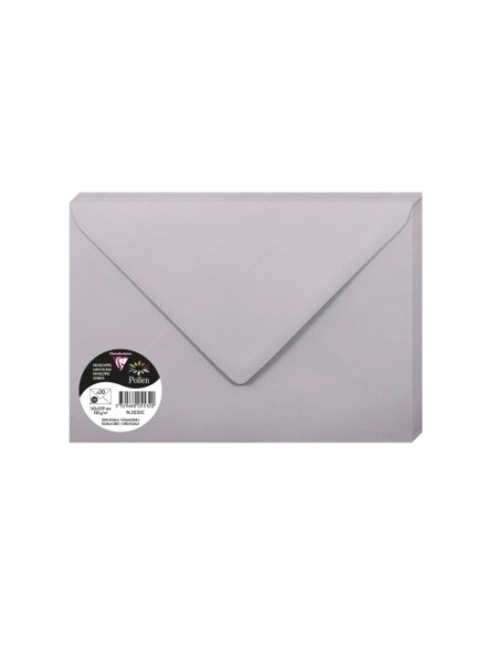 SOBRE CLAIREFONTAINE POLLEN 162x229 120g GRIS KOALA PAQUETE DE 20