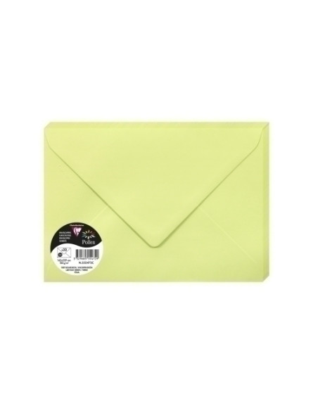 SOBRE CLAIREFONTAINE POLLEN 162x229 120g VERDE YEMA PAQUETE DE 20