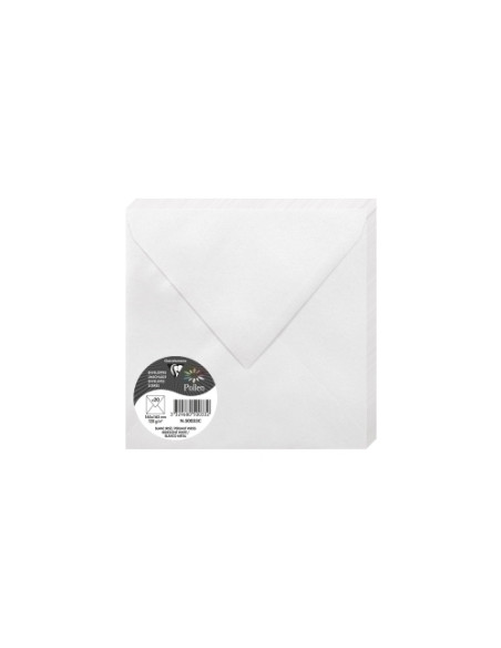 SOBRE CLAIREFONTAINE POLLEN 165x165 120g BLANCO METALIZADO PAQUETE DE 20
