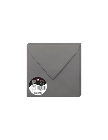 SOBRE CLAIREFONTAINE POLLEN 165x165 120g GRIS ACERO PAQUETE DE 20
