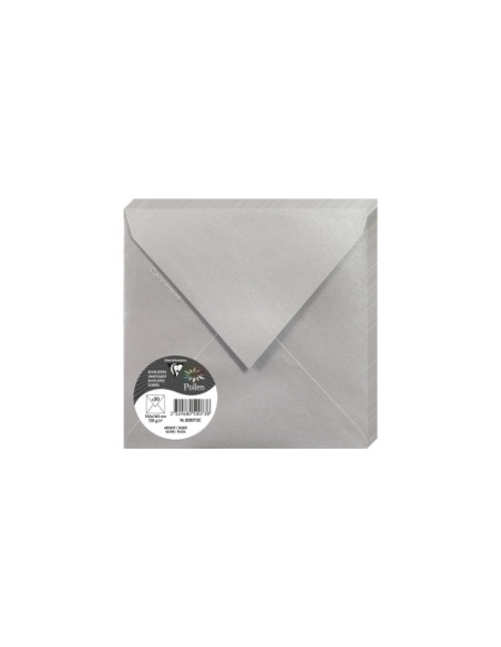 SOBRE CLAIREFONTAINE POLLEN 165x165 120g PLATA METALIZADO PAQUETE DE 20