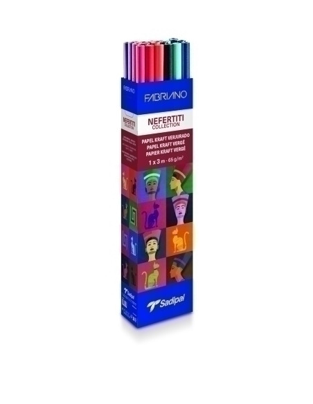 SADIPAL CAJA EXPOSITORA 30 ROLLOS PAPEL KRAFT VERJURADO 65GR 1X3M NEFERTITI COLLECTION NUEVO SURTIDO