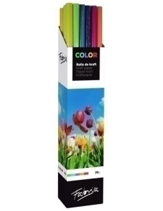 PAPEL de EMBALAR KRAFT ROLLO FABRISA 1x3 SURTIDO COLORES EXPOSITOR DE 30