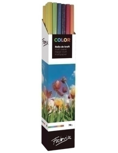 PAPEL de EMBALAR KRAFT ROLLO FABRISA 1x5 SURTIDO COLORES EXPOSITOR DE 20