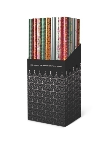 PAPEL de REGALO ROLLO TV 07x15 m CAJA de 60 GOFRADO DECORADO