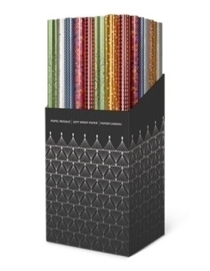 PAPEL de REGALO ROLLO TV 07x15 m CAJA de 60 PP METALIZADO DECORADO
