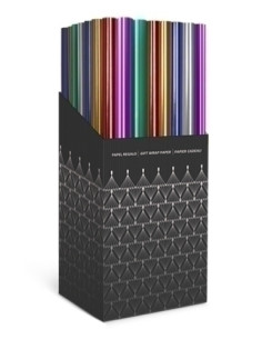 PAPEL de REGALO ROLLO TV 07x15 m CAJA de 60 PP METALIZADO LISO