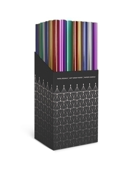 PAPEL de REGALO ROLLO TV 07x15 m CAJA de 60 PP METALIZADO LISO