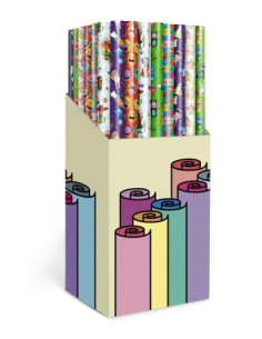 PAPEL de REGALO ROLLO TV 07x2 m CAJA de 60 DELUXE INFANTIL