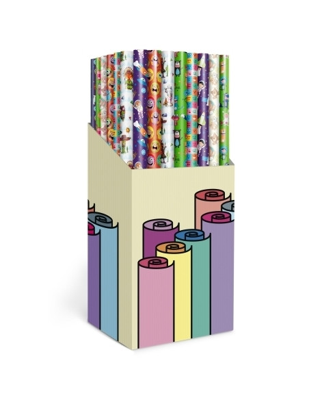 PAPEL de REGALO ROLLO TV 07x2 m CAJA de 60 DELUXE INFANTIL