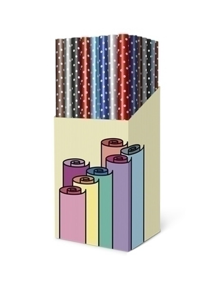 PAPEL de REGALO ROLLO TV 07x2 m DELUX LUNARES CAJA de 60