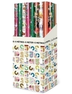 PAPEL de REGALO ROLLO TV 07x5 m CAJA de 40 NAVIDAD