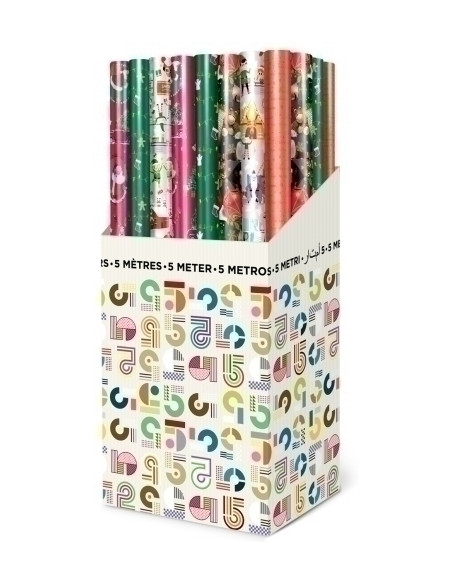 PAPEL de REGALO ROLLO TV 07x5 m CAJA de 40 NAVIDAD
