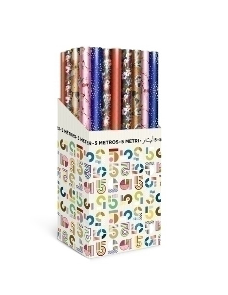 PAPEL de REGALO ROLLO TV 07x5 m CAJA de 40 TODO AÑO