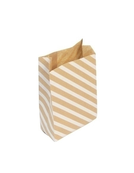 BOLSA de PAPEL CLAIREFONTAINE KRAFT DECORADO SASAS 11x21x5 cm RAYAS BLANCAS PACK DE 50