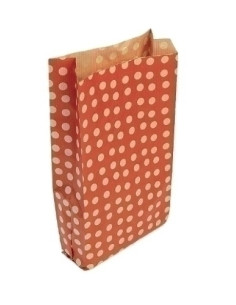 BOLSA de PAPEL CLAIREFONTAINE KRAFT DECORADO SASAS 15x31x6 cm LUNARES FONDO ROJO PACK DE 50