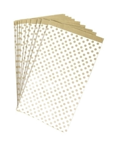 BOLSA de PAPEL CLAIREFONTAINE KRAFT DECORADO SASAS 21x37x7 cm LUNARES FONDO BLANCO PACK DE 50