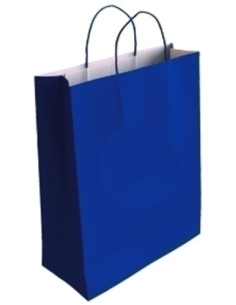 BOLSA de PAPEL ANDINA KRAFT BLANCO 18x24x8 cm AZUL PAQUETE de 50
