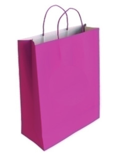BOLSA de PAPEL ANDINA KRAFT BLANCO 18x24x8 cm FUCSIA PAQUETE de 50