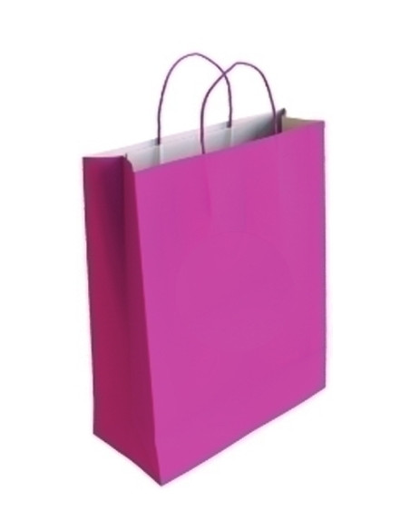 BOLSA de PAPEL ANDINA KRAFT BLANCO 18x24x8 cm FUCSIA PAQUETE de 50
