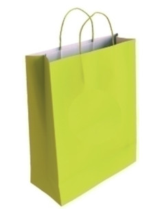 BOLSA de PAPEL ANDINA KRAFT BLANCO 18x24x8 cm PISTACHO PAQUETE de 50