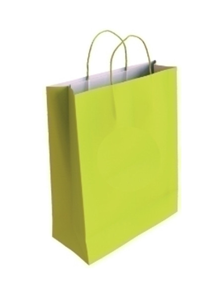 BOLSA de PAPEL ANDINA KRAFT BLANCO 18x24x8 cm PISTACHO PAQUETE de 50