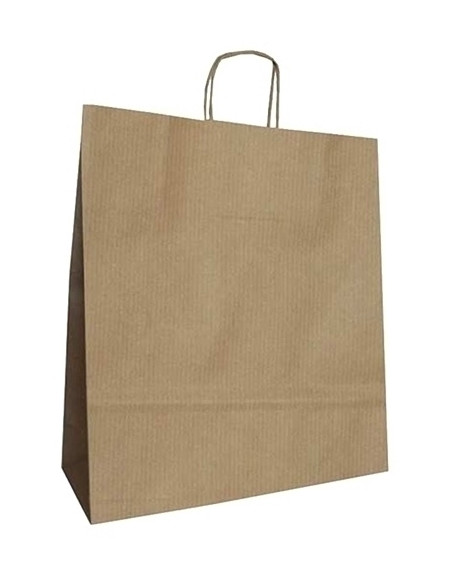 BOLSA de PAPEL ANDINA KRAFT LISO 24x32X10 cm CRUDONATURAL PAQUETE de 50