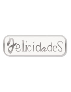 ETIQUETAS REGALO ADH HOLOGRAFICAS ROLLO  250 uds 45x15  FELICIDADES  BLANCO