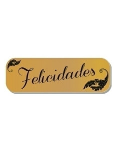 ETIQUETAS REGALO ADH HOLOGRAFICAS ROLLO  250 uds 45x15  FELICIDADES  ORO