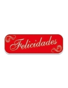ETIQUETAS REGALO ADH HOLOGRAFICAS ROLLO  250 uds 45x15  FELICIDADES  ROJO