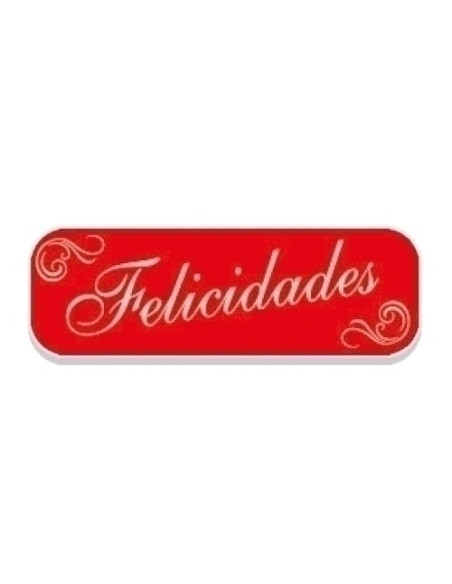 ETIQUETAS REGALO ADH HOLOGRAFICAS ROLLO  250 uds 45x15  FELICIDADES  ROJO