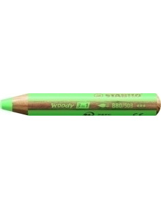 LAPICES de COLORES STABILO WOODY 3 en 1 PASTEL VERDE ESTUCHE DE 5