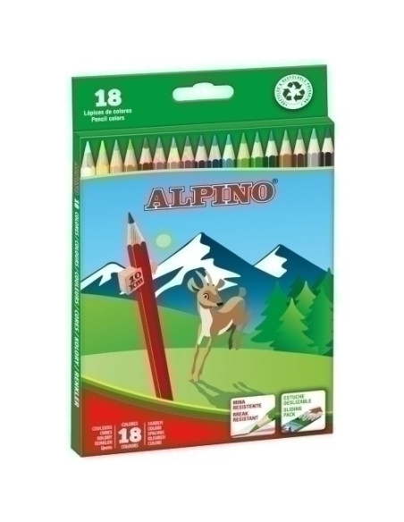LAPICES de COLORES ALPINO  LARGOS estuche de 18