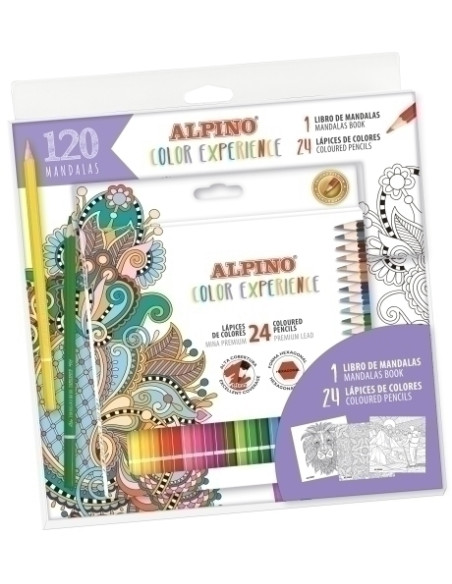LAPICES de COLORES ALPINO COLOR EXPERIENCE MANDALA CAJA de 24 Incluye libro con 120 mandalas
