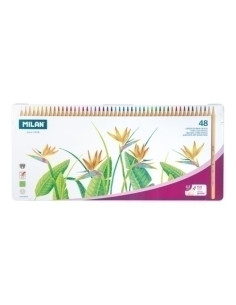 LAPICES de COLORES MILAN HEXAGONAL MINA GRUESA 35 mm CAJA METALICA DE 48