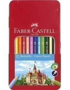 LAPICES de COLORES FABER-CASTELL  estuche de METAL de 12