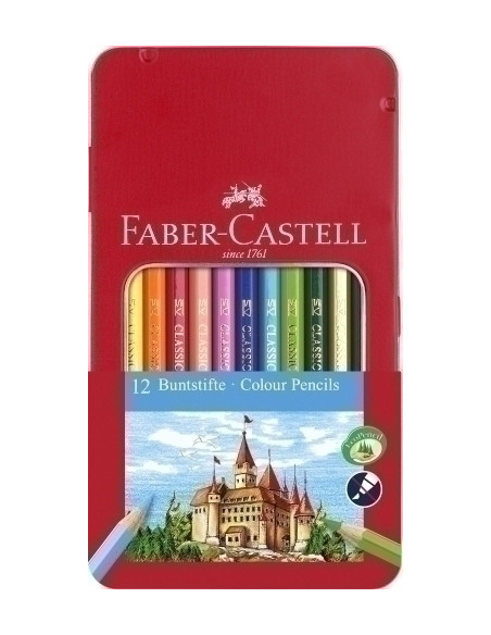 LAPICES de COLORES FABER-CASTELL  estuche de METAL de 12