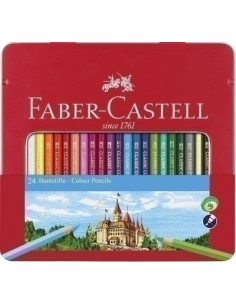 LAPICES de COLORES FABER-CASTELL  estuche de METAL de 24