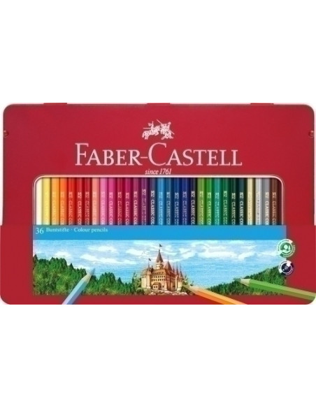 LAPICES de COLORES FABER-CASTELL  estuche de METAL de 36