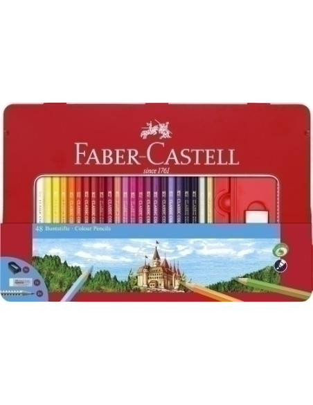 LAPICES de COLORES FABER-CASTELL  estuche de METAL de 48