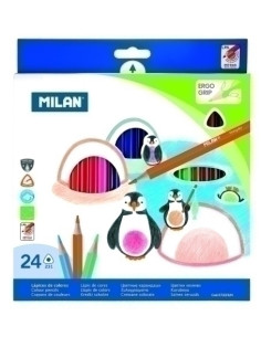 LAPICES de COLORES MILAN ERGO GRIP TRIANGULARES ESTUCHE DE 24