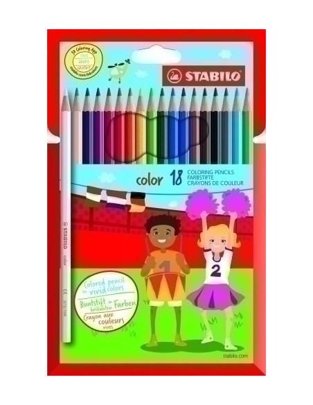 LAPICES de COLORES STABILO COLOR ESTUCHE de 18 Basicos  Fluor