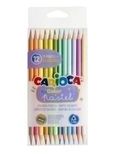 LAPICES CARIOCA BICOLOR TRIANGULAR COLORES PASTELES CAJA de 12
