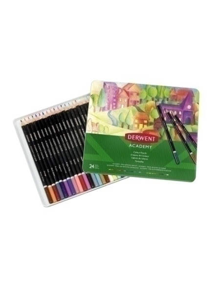 LAPICES DERWENT ACADEMY CAJA METALICA de 24 PIEZAS
